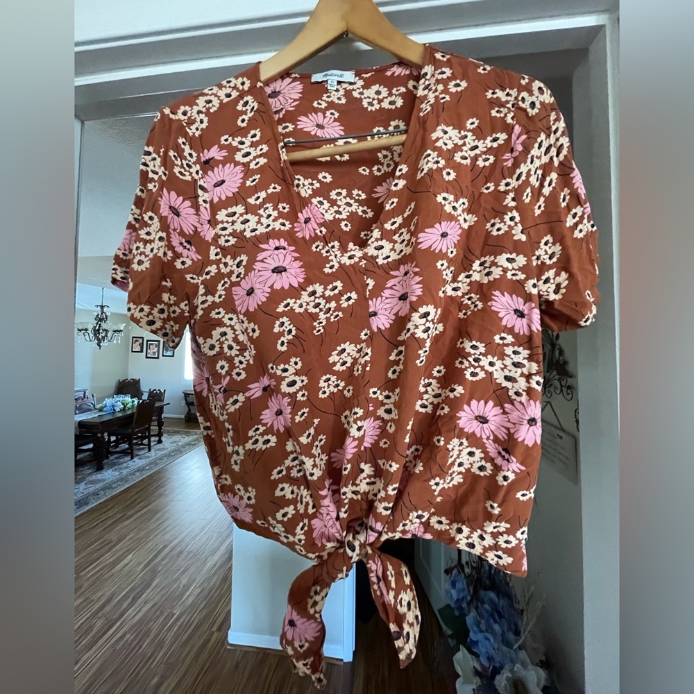 Madewell Floral Tie-Front Blouse